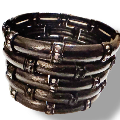 Black Metal Rhinestone Stretchy bracelet