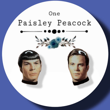 Mr. Spock Captain Kirk inspired handmade stud earrings