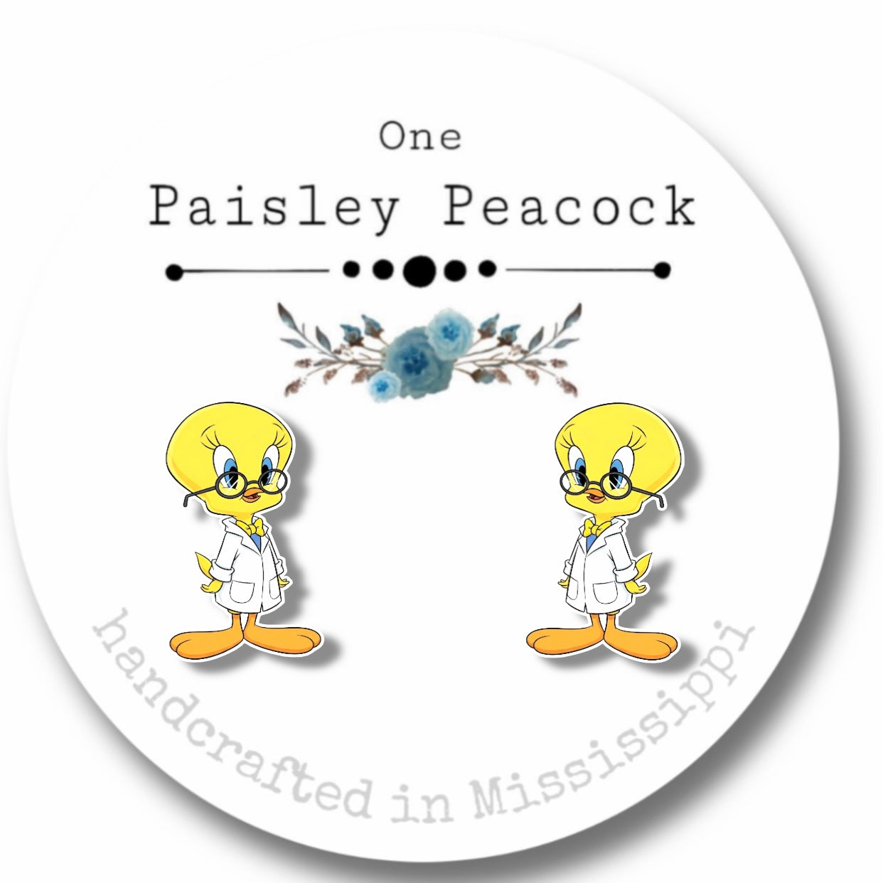 Stud earrings- Tweety Bird costume Scientist