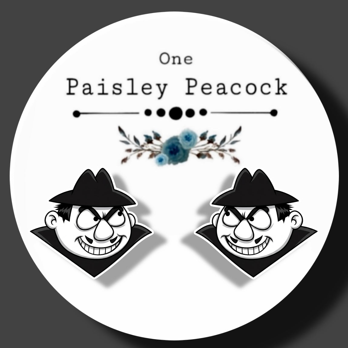 Boris Badenov inspired stud earrings handmade Dudley Do Right