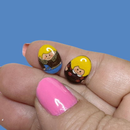 Vintage inspired Weebles Wobble stud earrings handmade