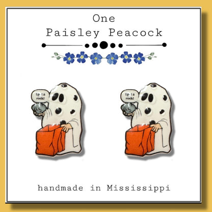 Stud earrings- Snoopy Halloween I Got A Rock