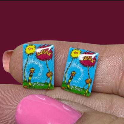 Lorax Book inspired handmade stud earrings