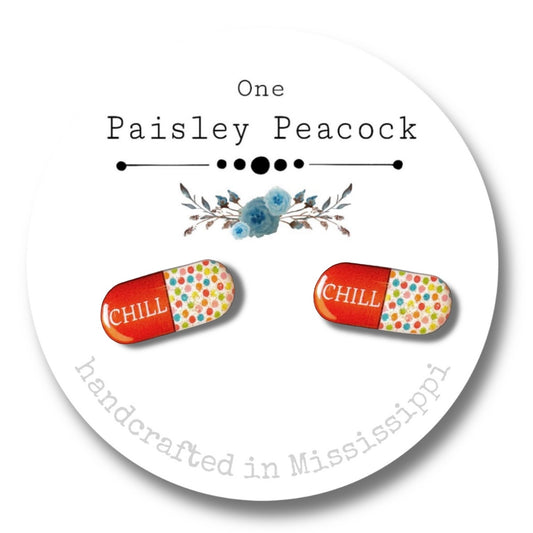 Stud Earrings-chill pill