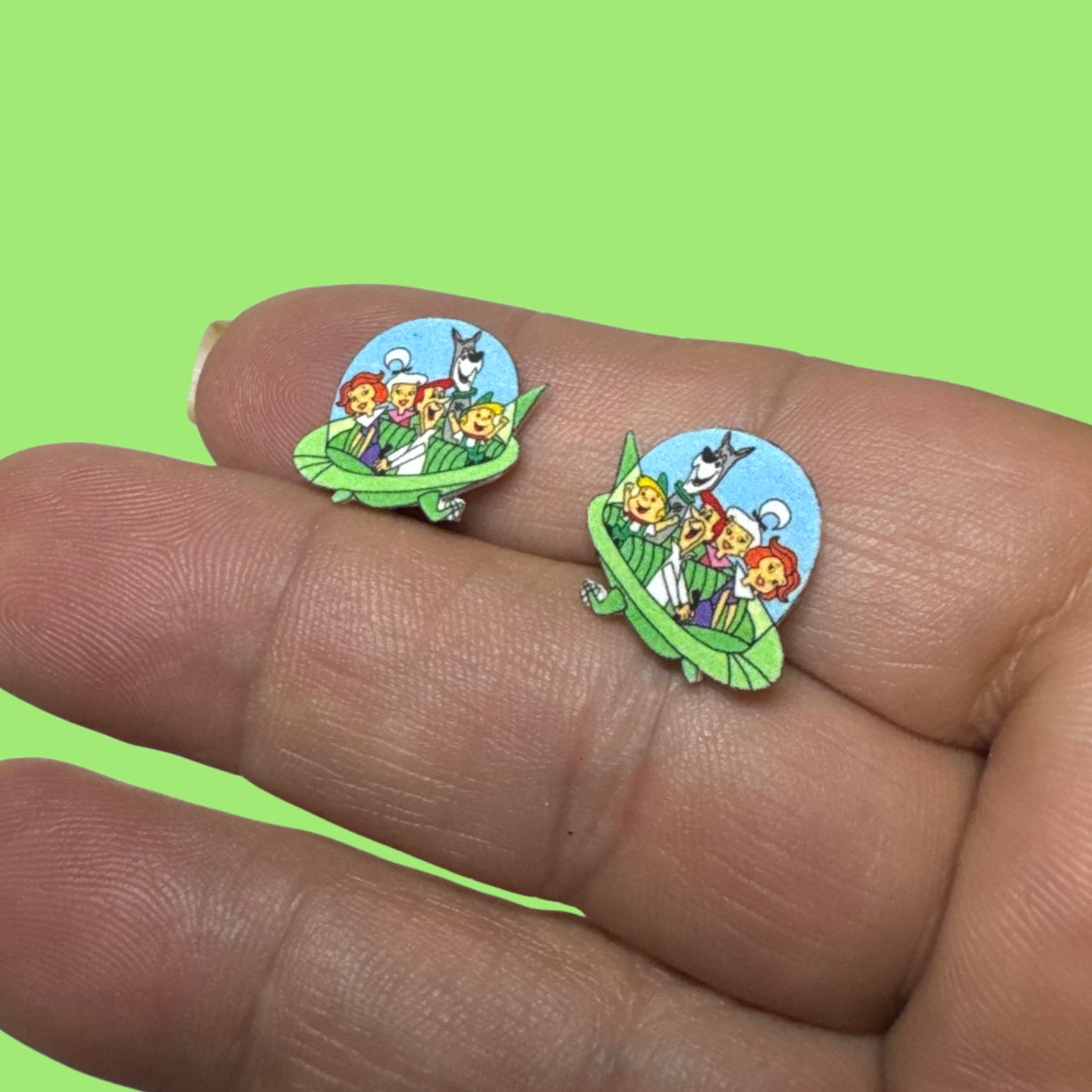 The Jetsons inspired handmade stud earrings spaceship