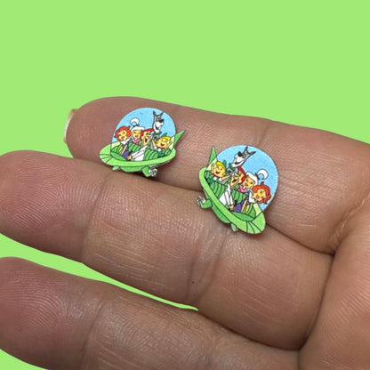 The Jetsons inspired handmade stud earrings spaceship