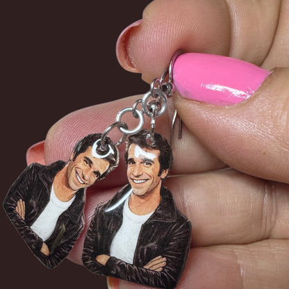 Fonzi inspired dangle earrings Handmade Happy Days