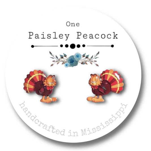 Stud earrings-turkey cat