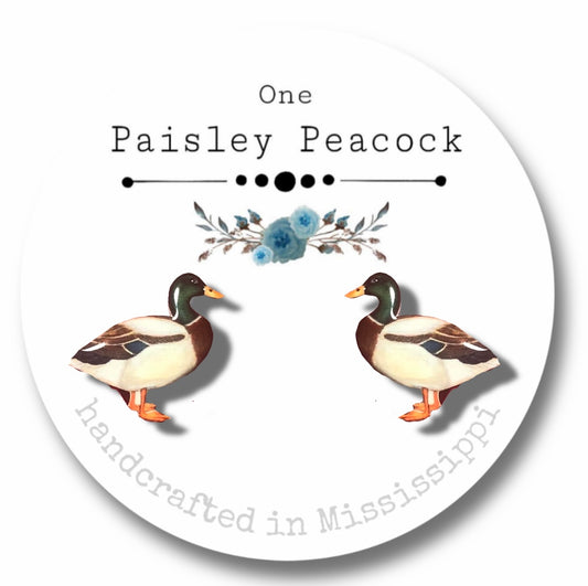 Bird earrings-mallard duck