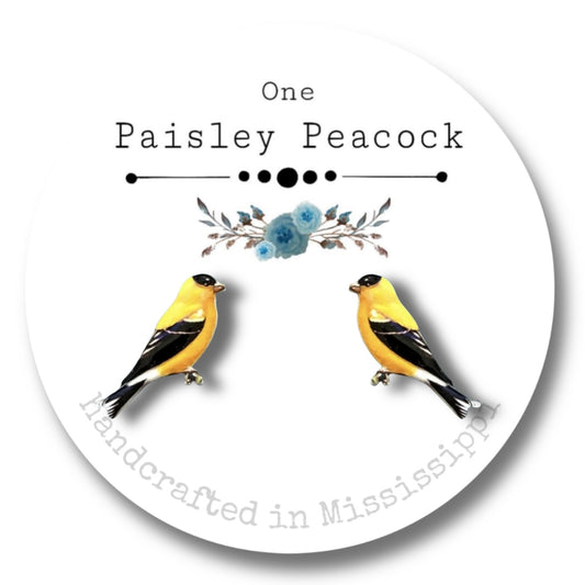 Bird earrings-yellow black