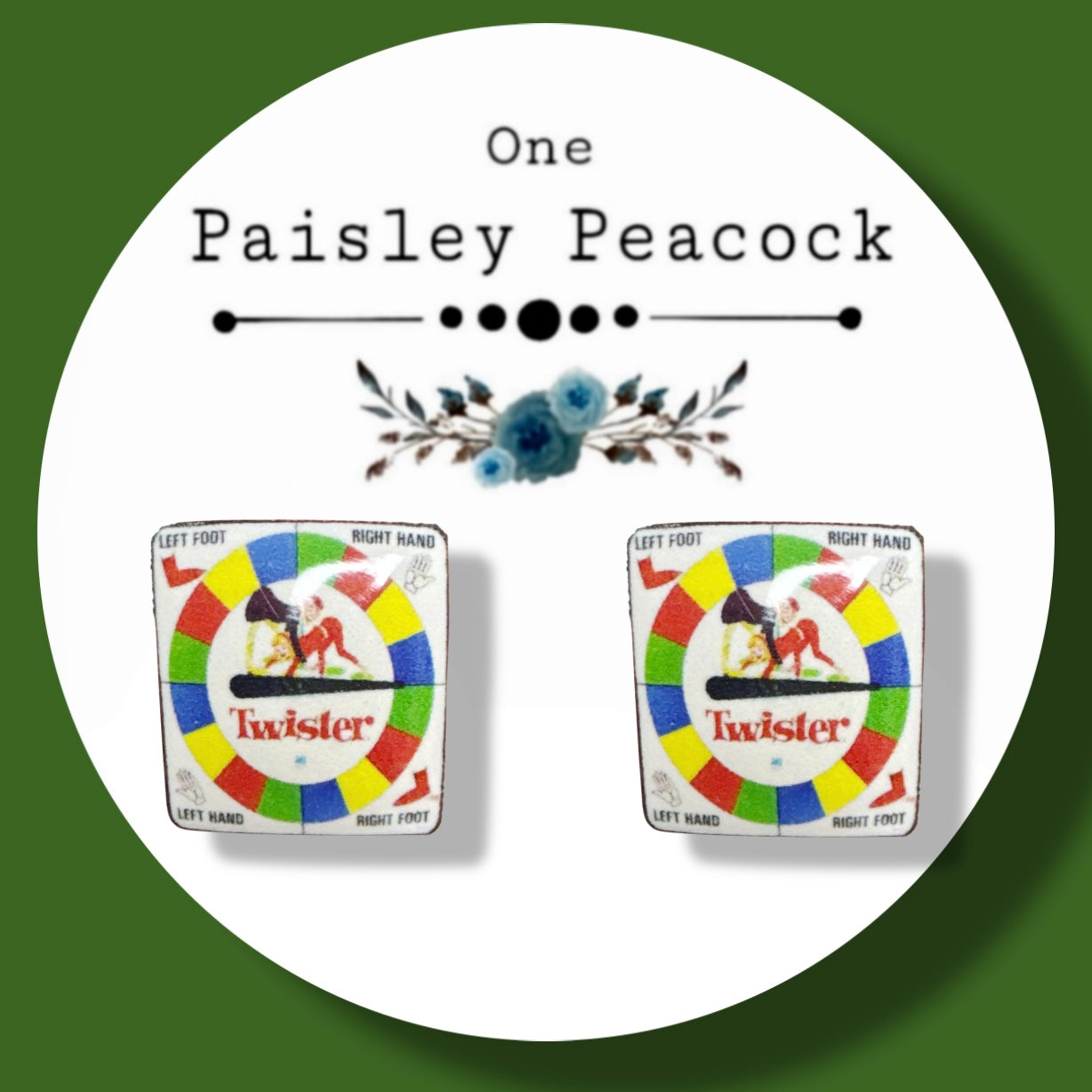Twister inspired handmade stud earrings board game