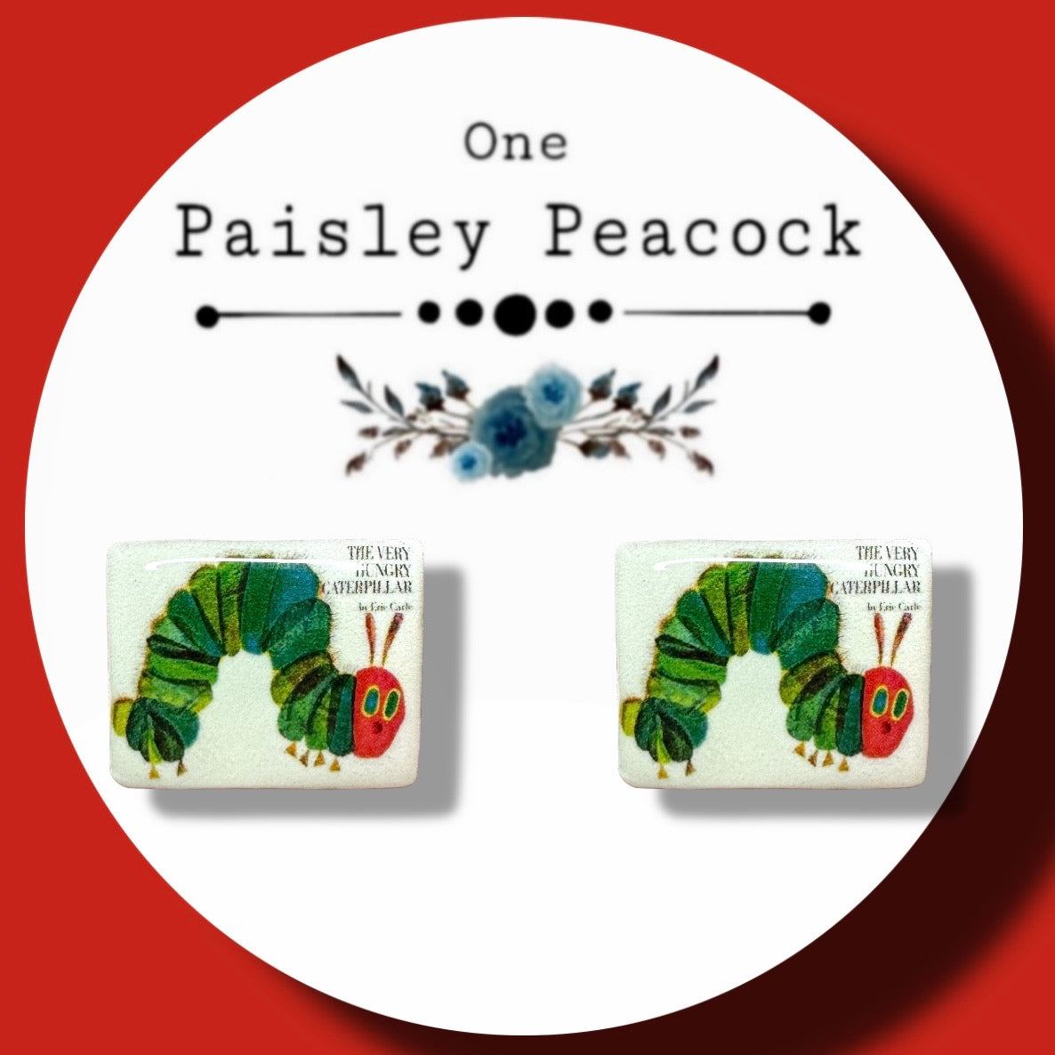 Hungry Caterpillar book inspired stud earrings