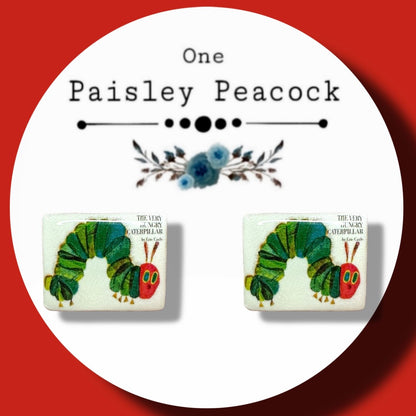 Hungry Caterpillar book inspired stud earrings