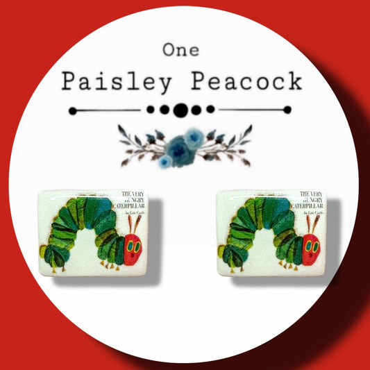 Hungry Caterpillar book inspired stud earrings