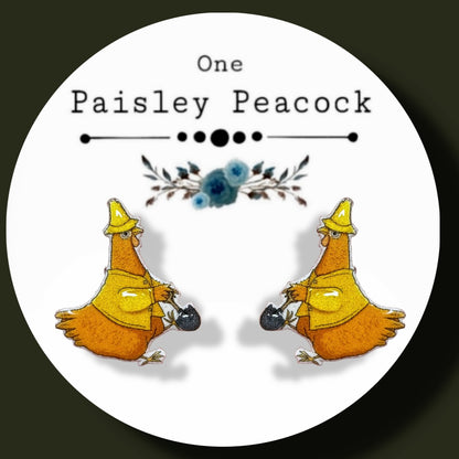 Little Red Hen inspired stud earrings