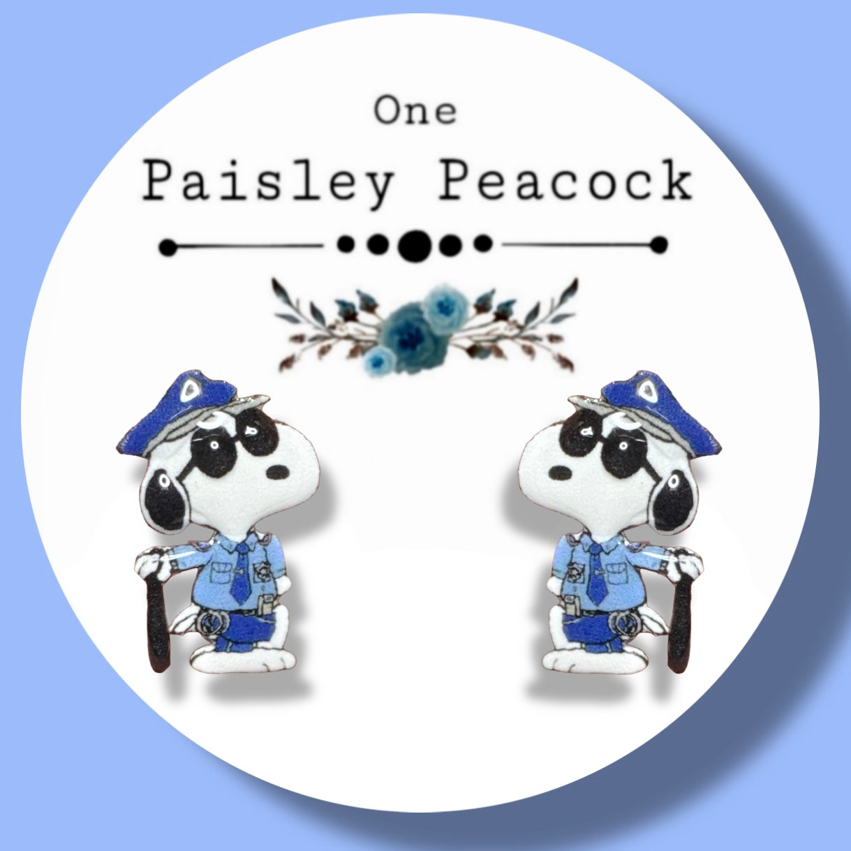 Snoopy inspired handmade policeman stud earrings billy club