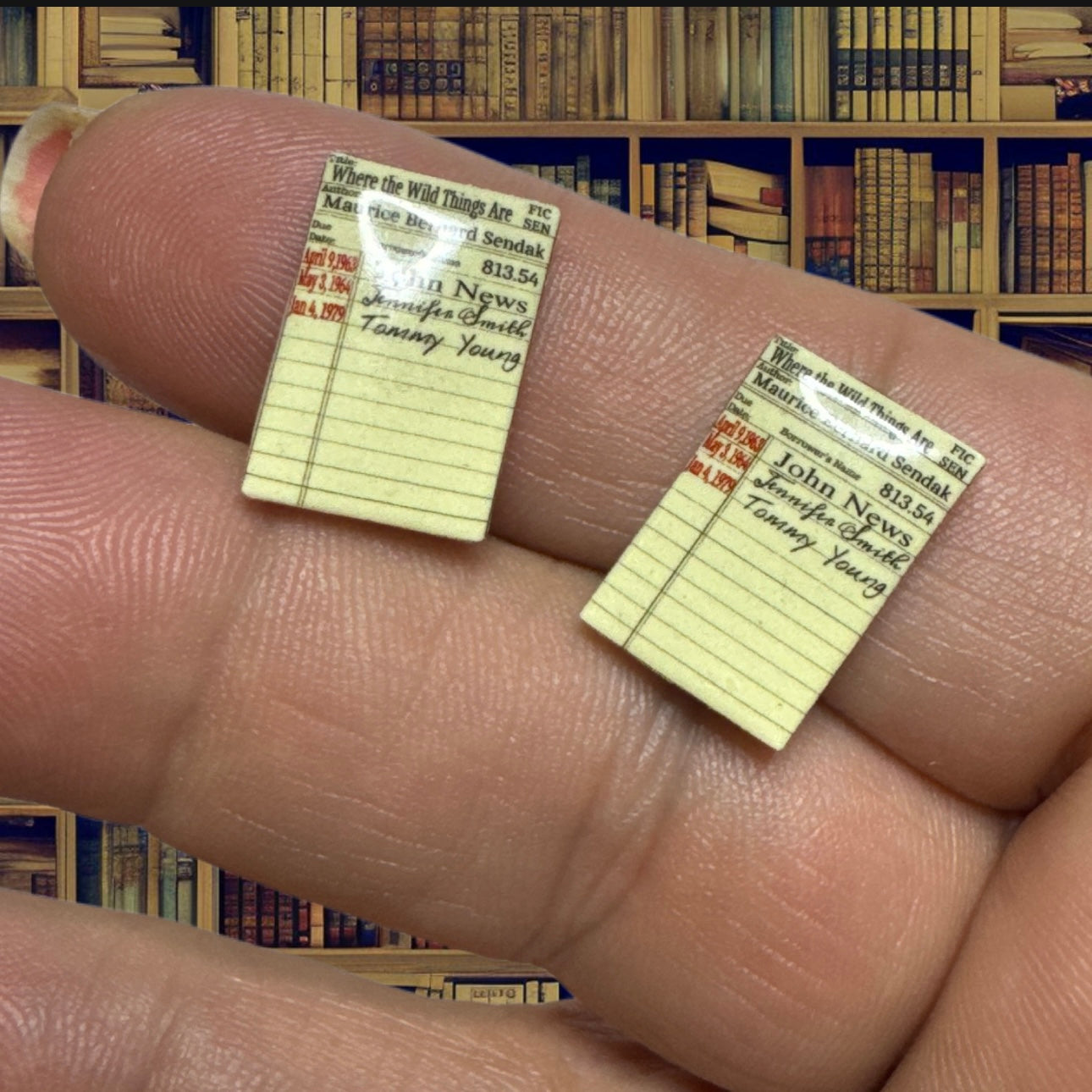 Stud Earrings-library card