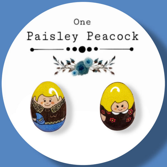 Vintage inspired Weebles Wobble stud earrings handmade