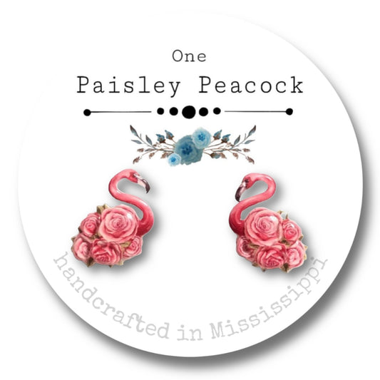 Bird earrings-flamingo