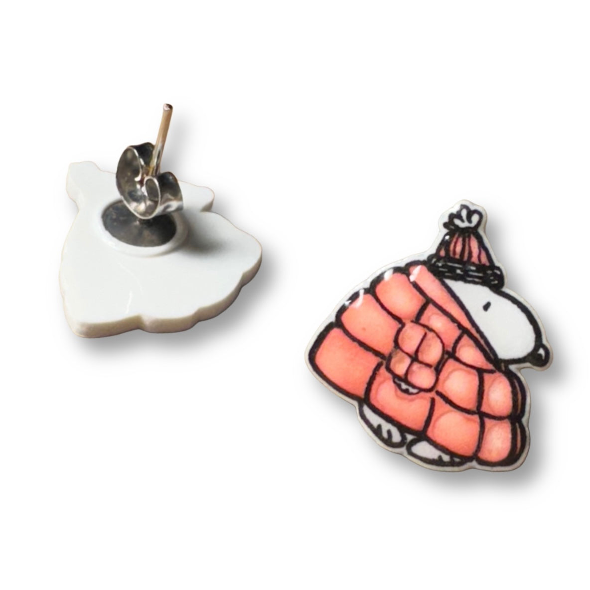 Stud Earrings-Snoopy Pink Puffer