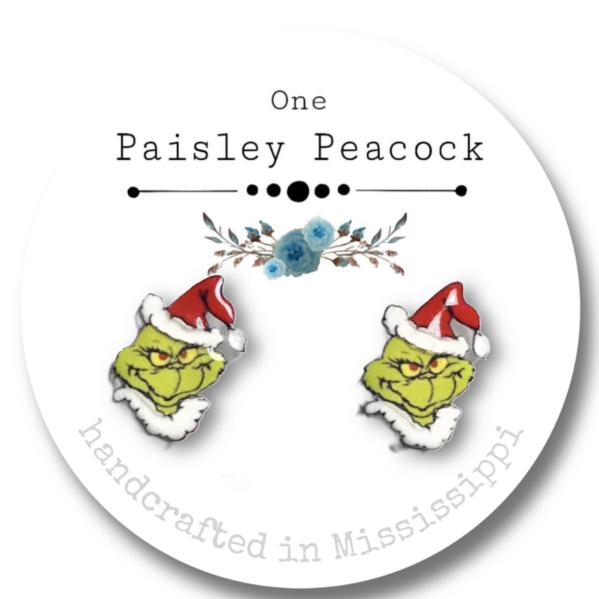 Grinch cartoon stud earrings