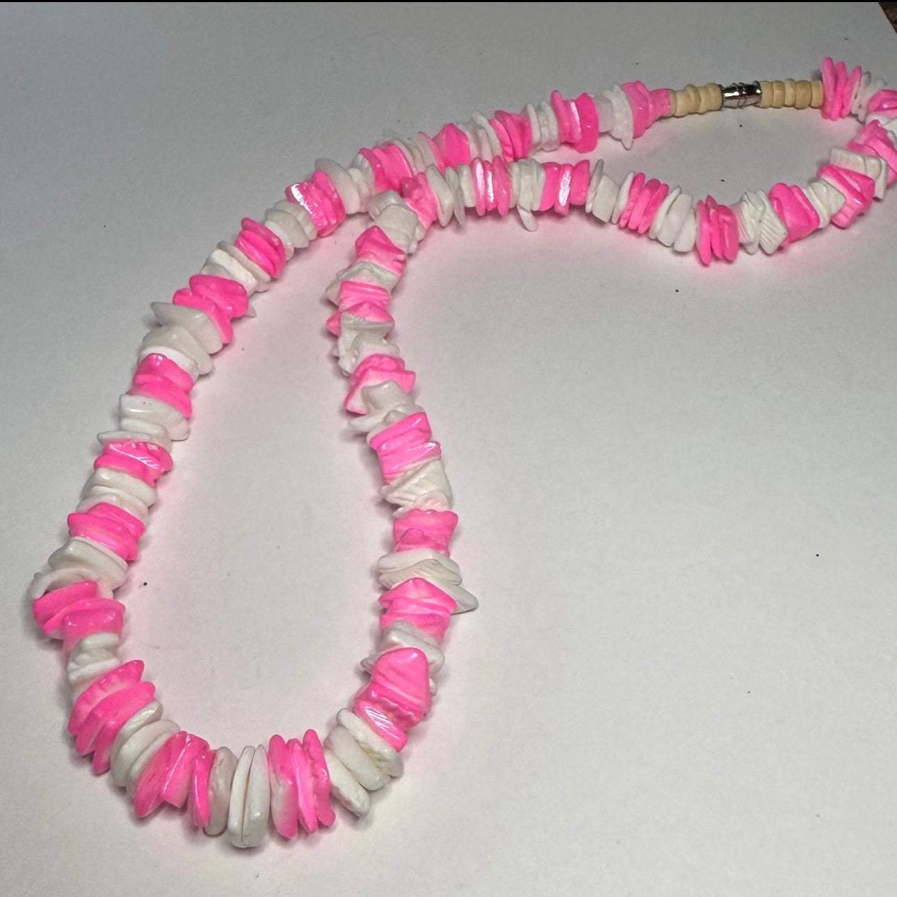 18 inch Puka Shell Necklace pink