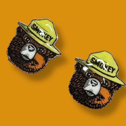 Smokey the Bear inspired stud earrings