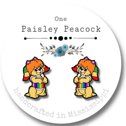 Rainbow Brite stud earrings