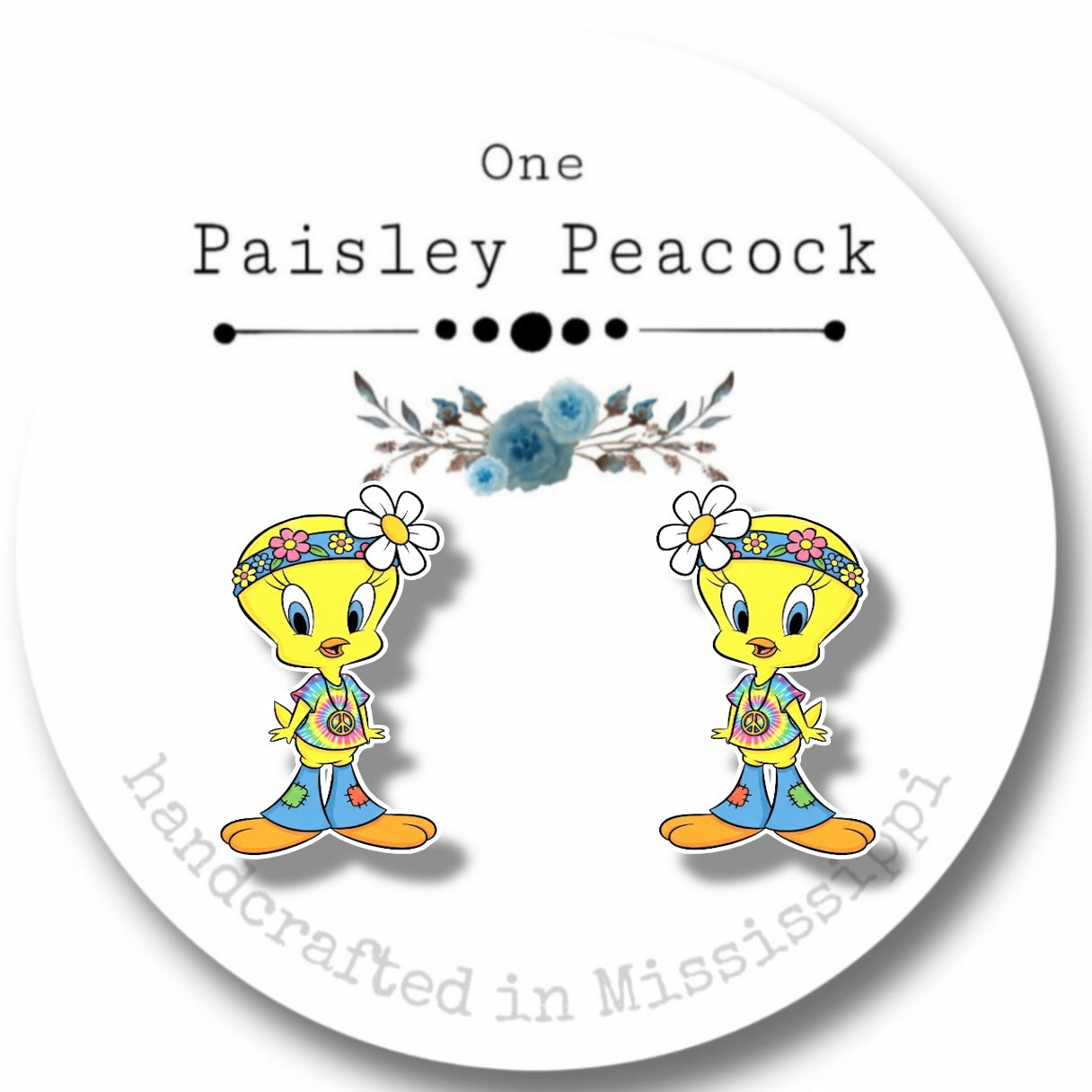 Stud earrings- Tweety Bird costume Hippie