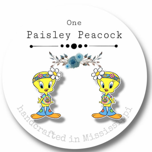 Stud earrings- Tweety Bird costume Hippie