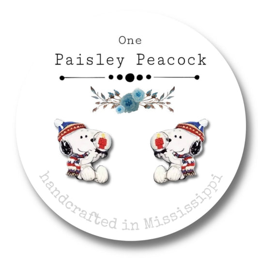 Stud earrings- snoopy globe