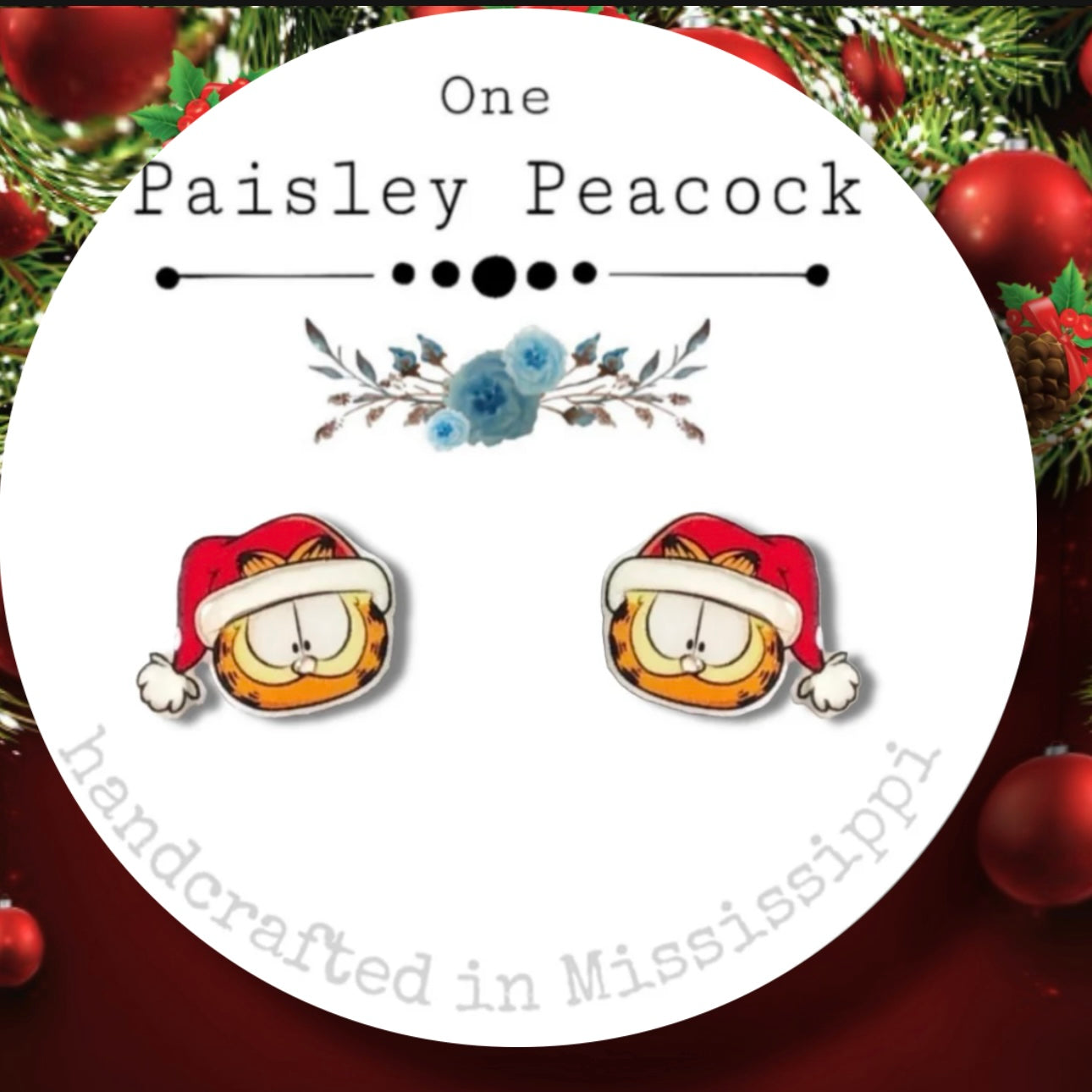 Stud Earrings-Xmas Garfield