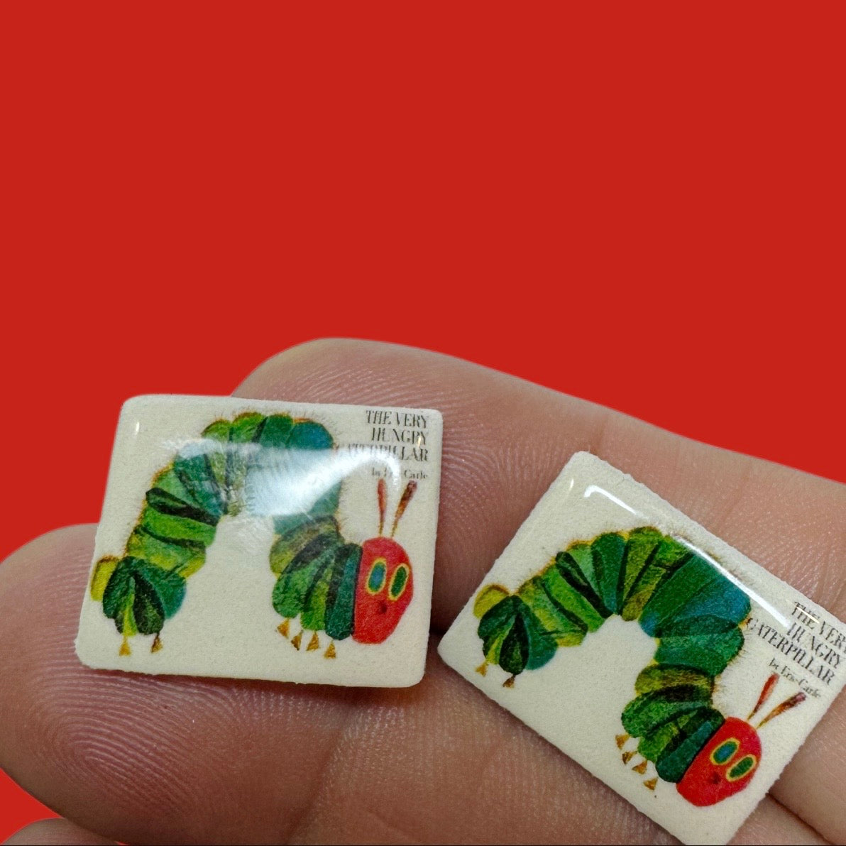 Hungry Caterpillar book inspired stud earrings