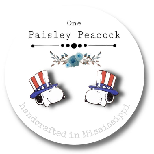 Stud earrings-4th of July-snoopy