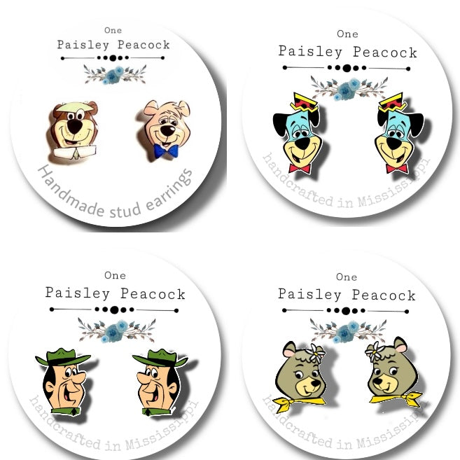 Yogi the Bear stud earrings