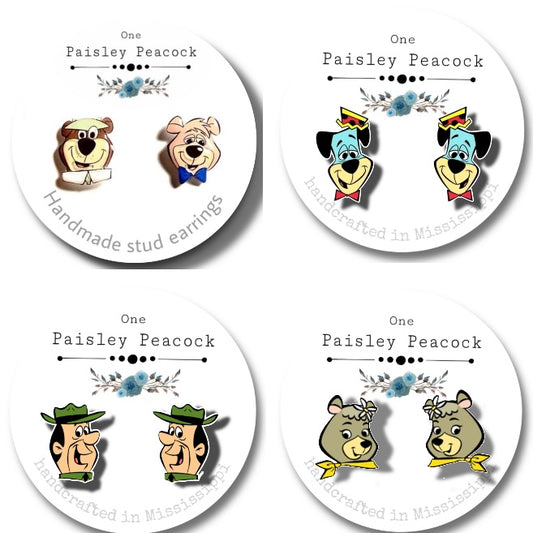 Yogi the Bear stud earrings