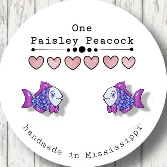 Rainbow Fish inspired stud earrings