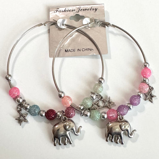 Large 3 inch elephant hoop earrings