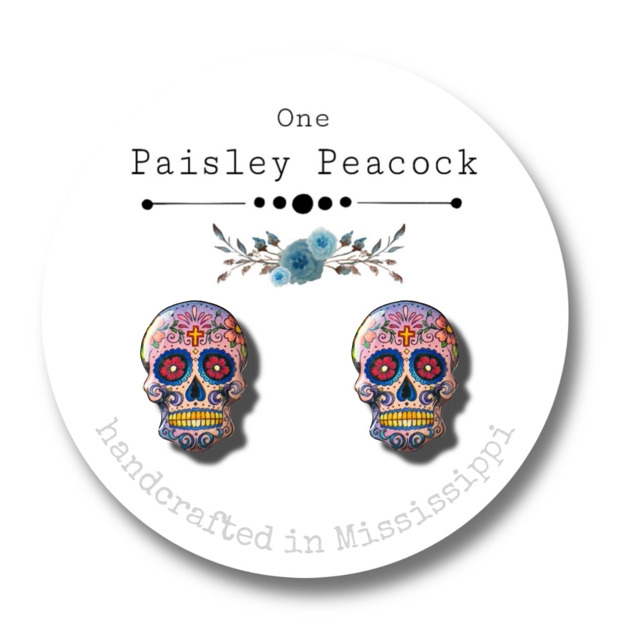 Sugar Skulls stud earrings-lilac
