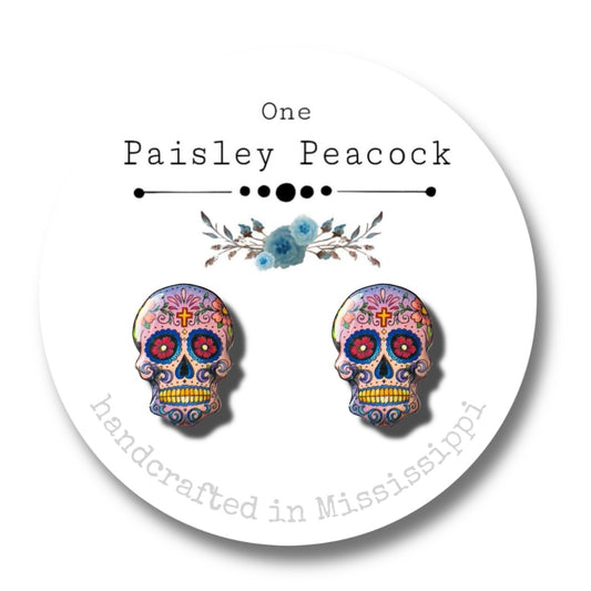 Sugar Skulls stud earrings-lilac