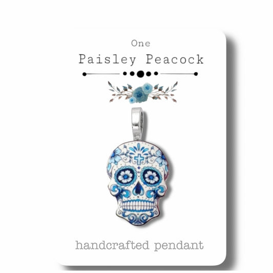 Pendants-blue sugar skull