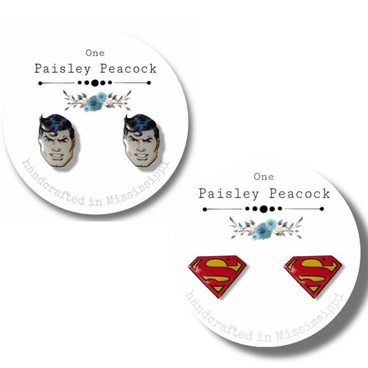 Superman stud earrings