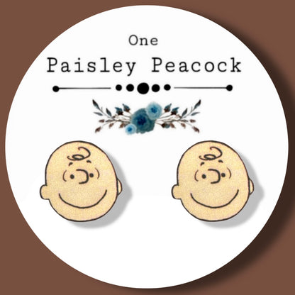 Charlie Brown inspired handmade stud earrings