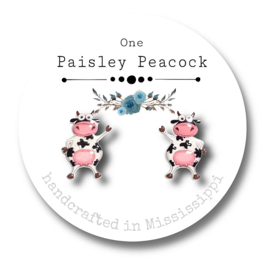 Stud earrings- cow