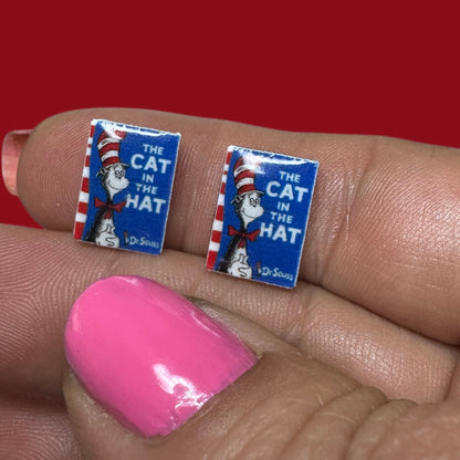 Cat in the Hat Book inspired handmade earrings Seuss
