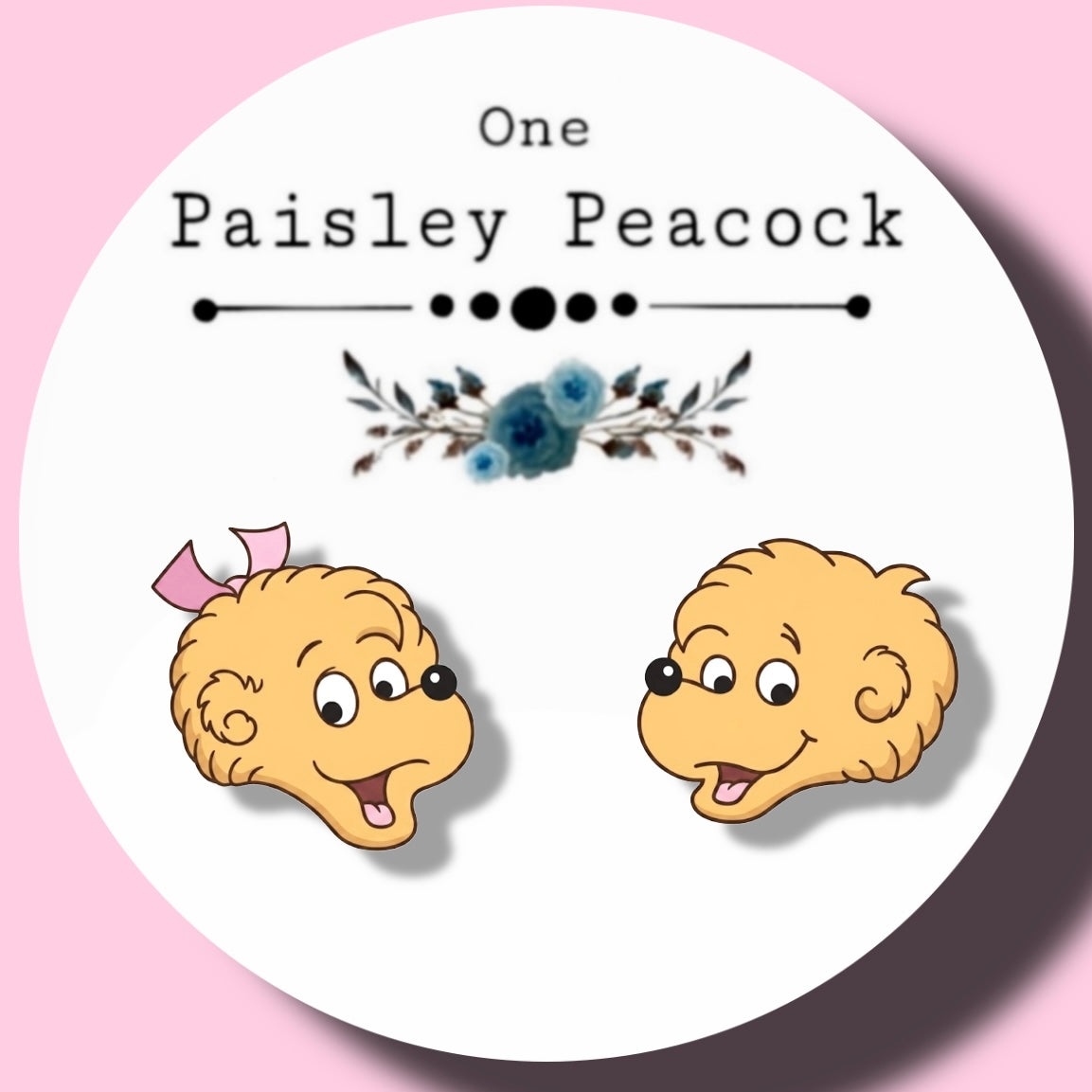 Berenstain Bears inspired handmade stud earrings