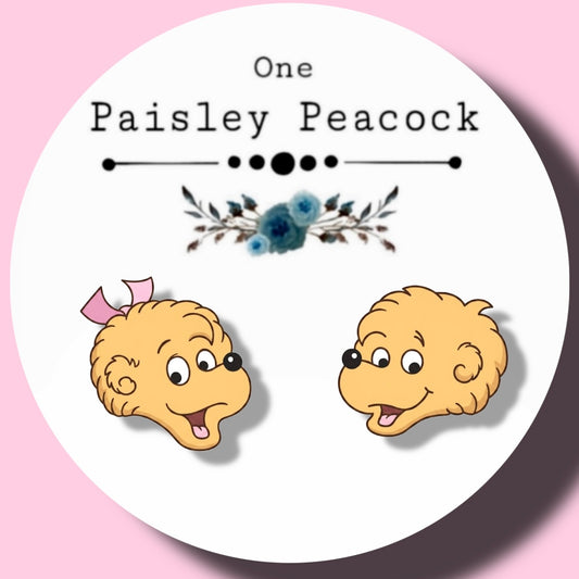 Berenstain Bears inspired handmade stud earrings