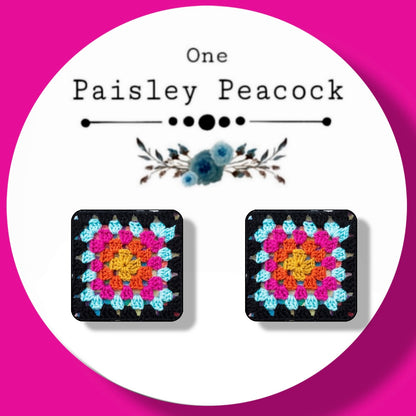Granny Square stud earrings