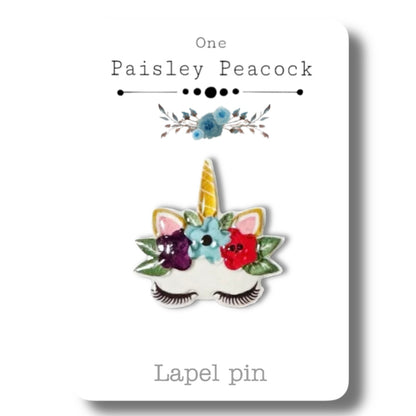 Cartoon stud earrings-floral unicorn