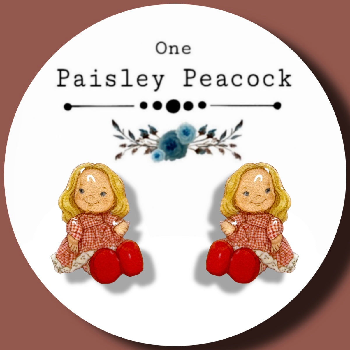 Toy lap Sitter Doll stud earrings handmade vintage inspired blonde hair